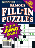Enjoy even more fill-in fun with Famous Fill-In Puzzles! This jumbo, 160-page Fill-In series is packed with puzzles ranging from easy to hard, including number fill-ins, License Plates puzzles, and 2- ...